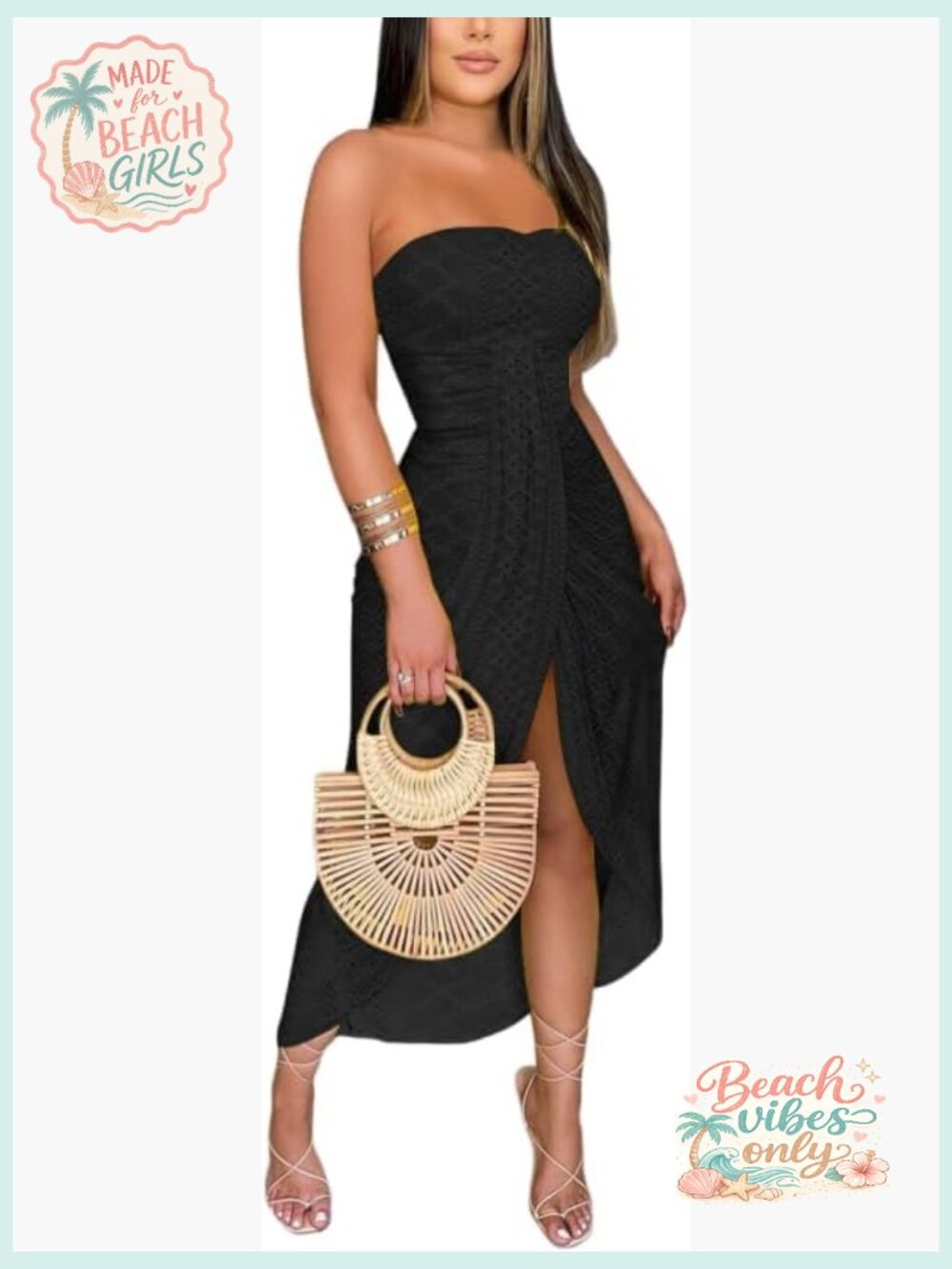 Strapless Maxi Bodycon Dress with Side Slit